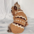 TailTailor® Handgestrickter Island-Hundepullover – Norweger-Muster aus Wolle für kleine Hunde & Katzen (Größe S & Maßanfertigung)