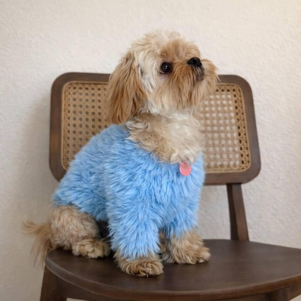 TailTailor® Handgestrickter Frühlings-Hundepullover aus Flauschgarn – Mit Herz-Motiv, Pastellfarben & Maßanfertigung