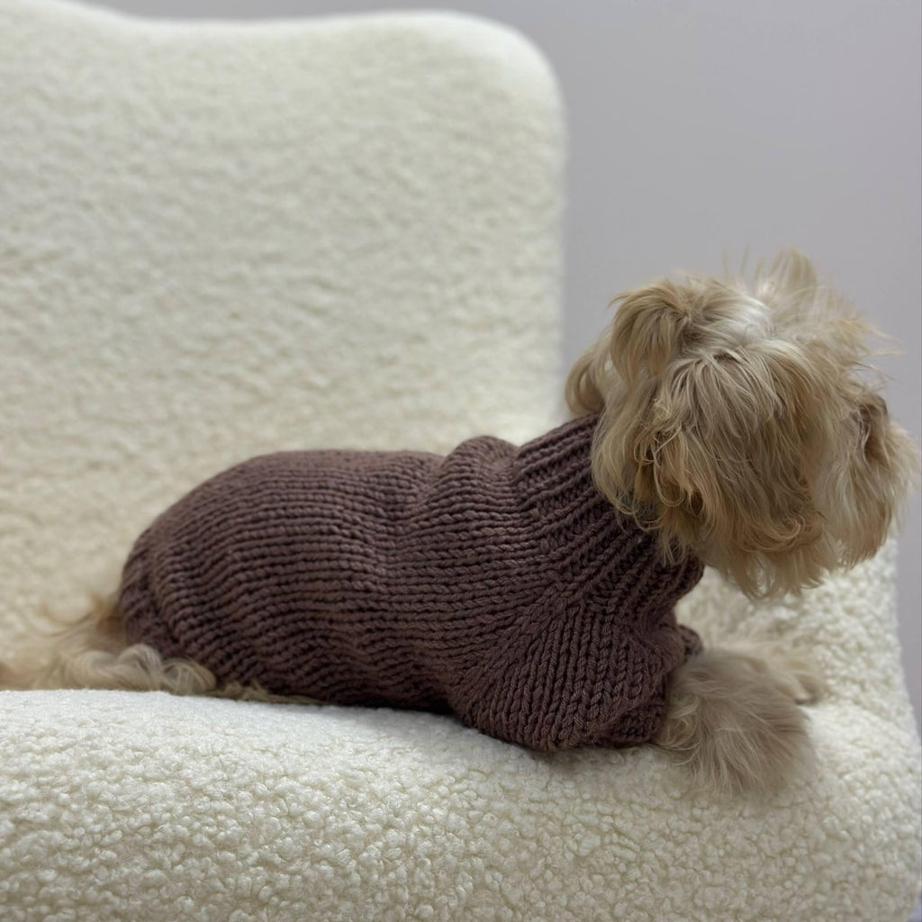 TailTailor® Handgestrickter Pullover aus Wolle & Bambus – Mit Herz-Detail & Optionaler Namensstickerei für Hunde (Rot)