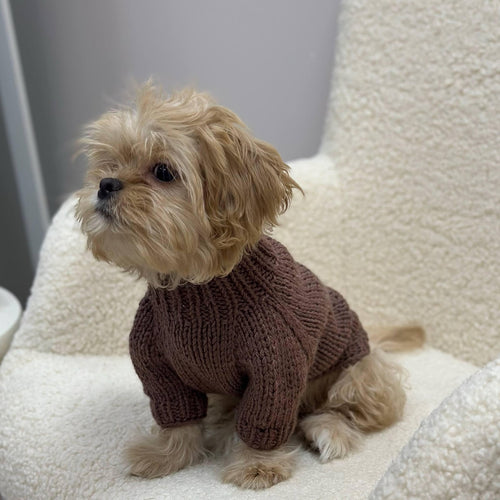 TailTailor® Handgestrickter Pullover aus Wolle & Bambus – Mit Herz-Detail & Optionaler Namensstickerei für Hunde (Rot)
